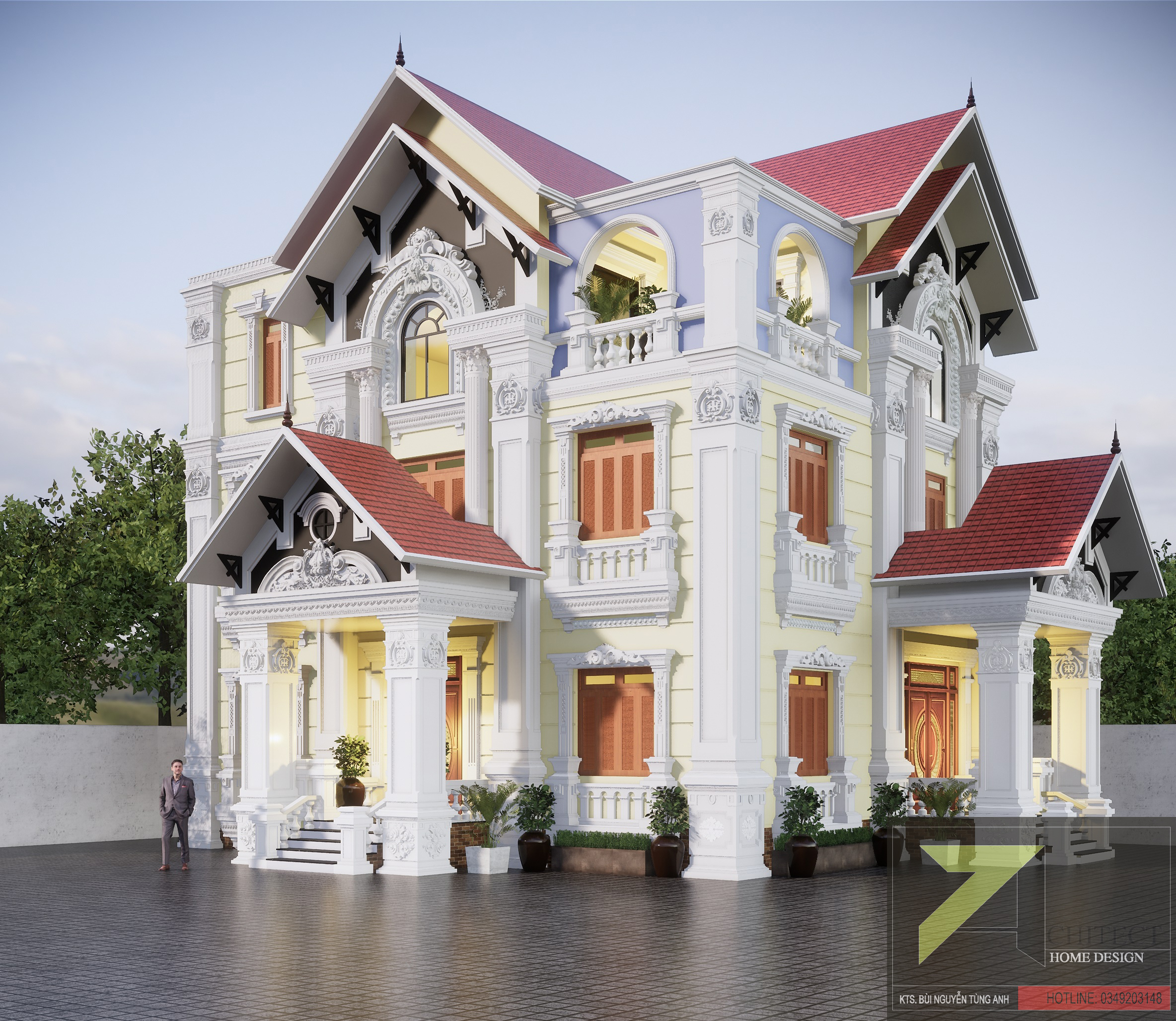 thiết kế Biệt Thự 4 tầng tại Hải Phòng Biệt thự tân cổ điển 3 1552371974