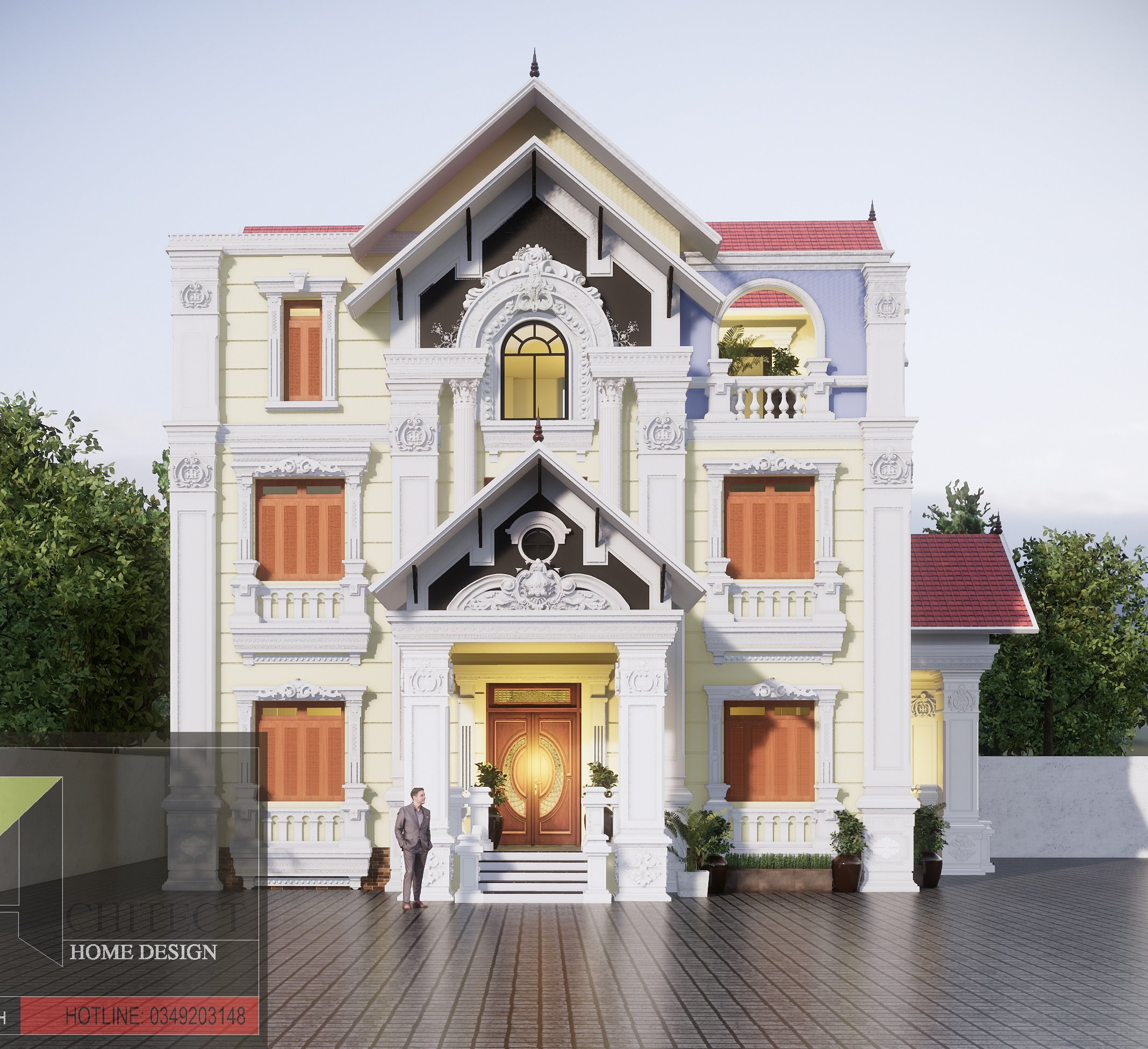 thiết kế Biệt Thự 4 tầng tại Hải Phòng Biệt thự tân cổ điển 5 1552371972