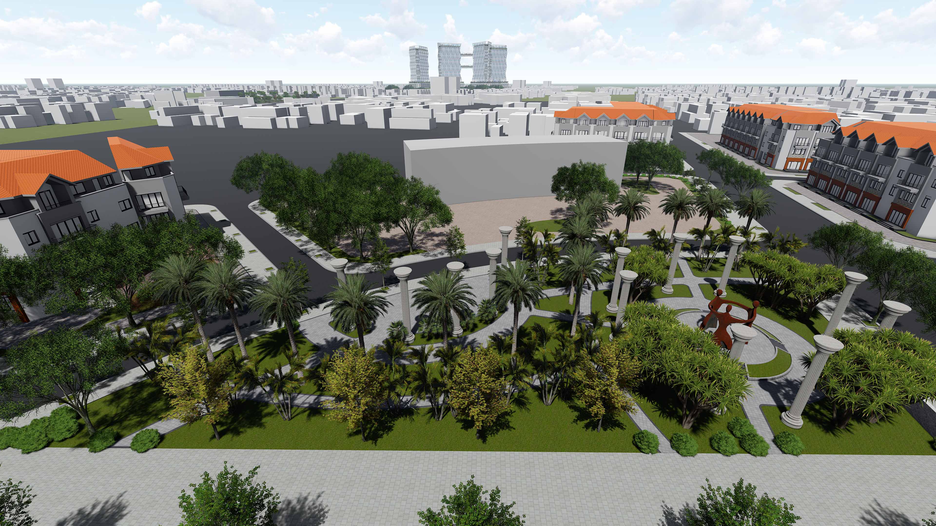 thiết kế Công Trình Công Cộng tại Hà Nội Quy hoạch cảnh trục chính khu đô thị Hà Phong- Pacific 2 1554031325