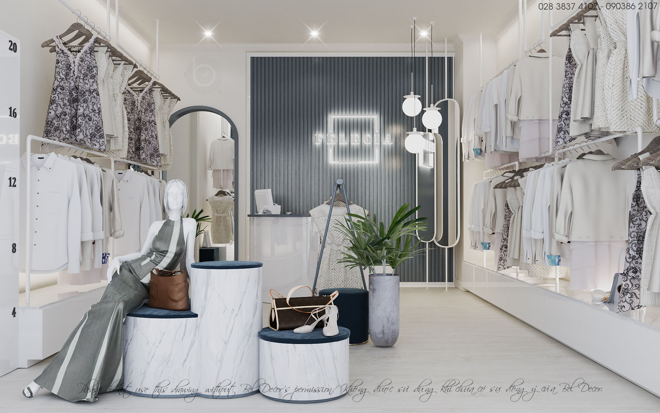 thiết kế nội thất Shop tại Lâm Đồng THIẾT KẾ NỘI THẤT NHÀ PHỐ KẾT HỢP FASHION SHOP (HO18102) 2 1554691365