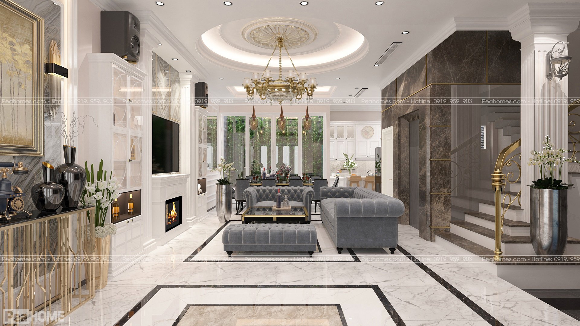 thiết kế nội thất Biệt Thự tại Hà Nội NỘI THẤT BIỆT THỰ TÂN CỔ ĐIỂN 0 1559894618