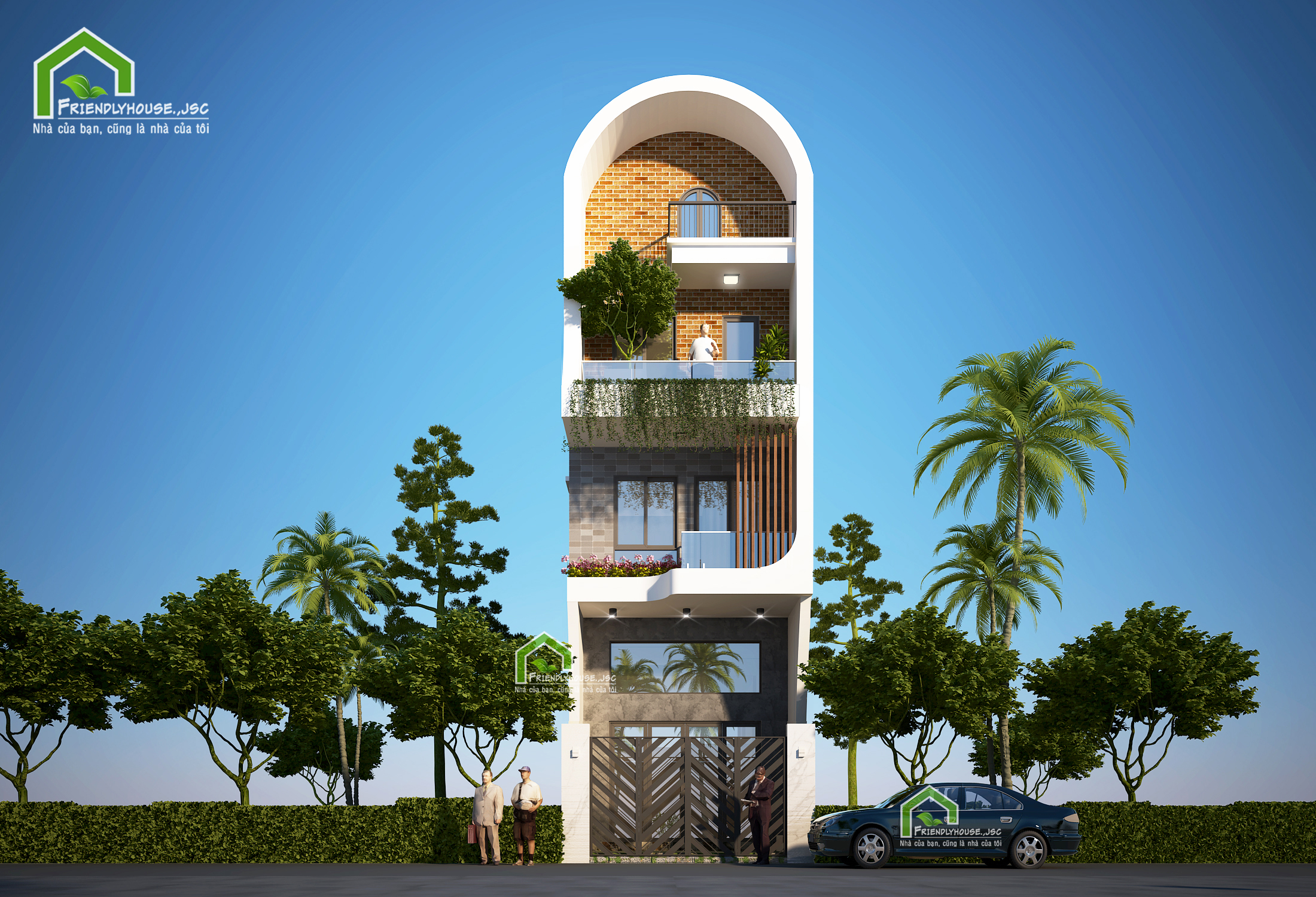 thiết kế Nhà Mặt Phố 4 tầng tại Hà Nội Nhà phố hiện đại 5 x 17,5m 1 1564384511