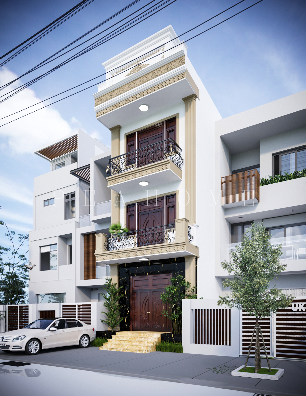 thiết kế Nhà Mặt Phố 3 tầng NHÀ PHỐ TÂN CỔ ĐIỂN02