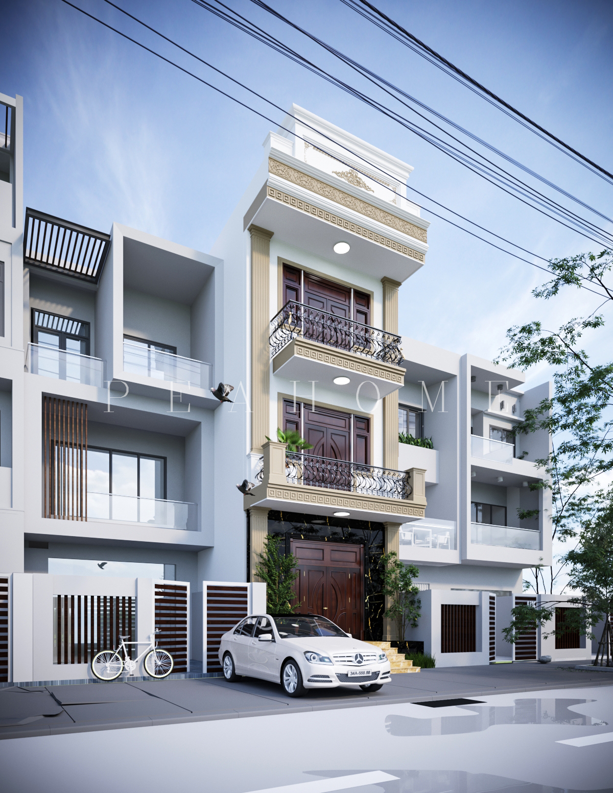 thiết kế Nhà Mặt Phố 3 tầng NHÀ PHỐ TÂN CỔ ĐIỂN20