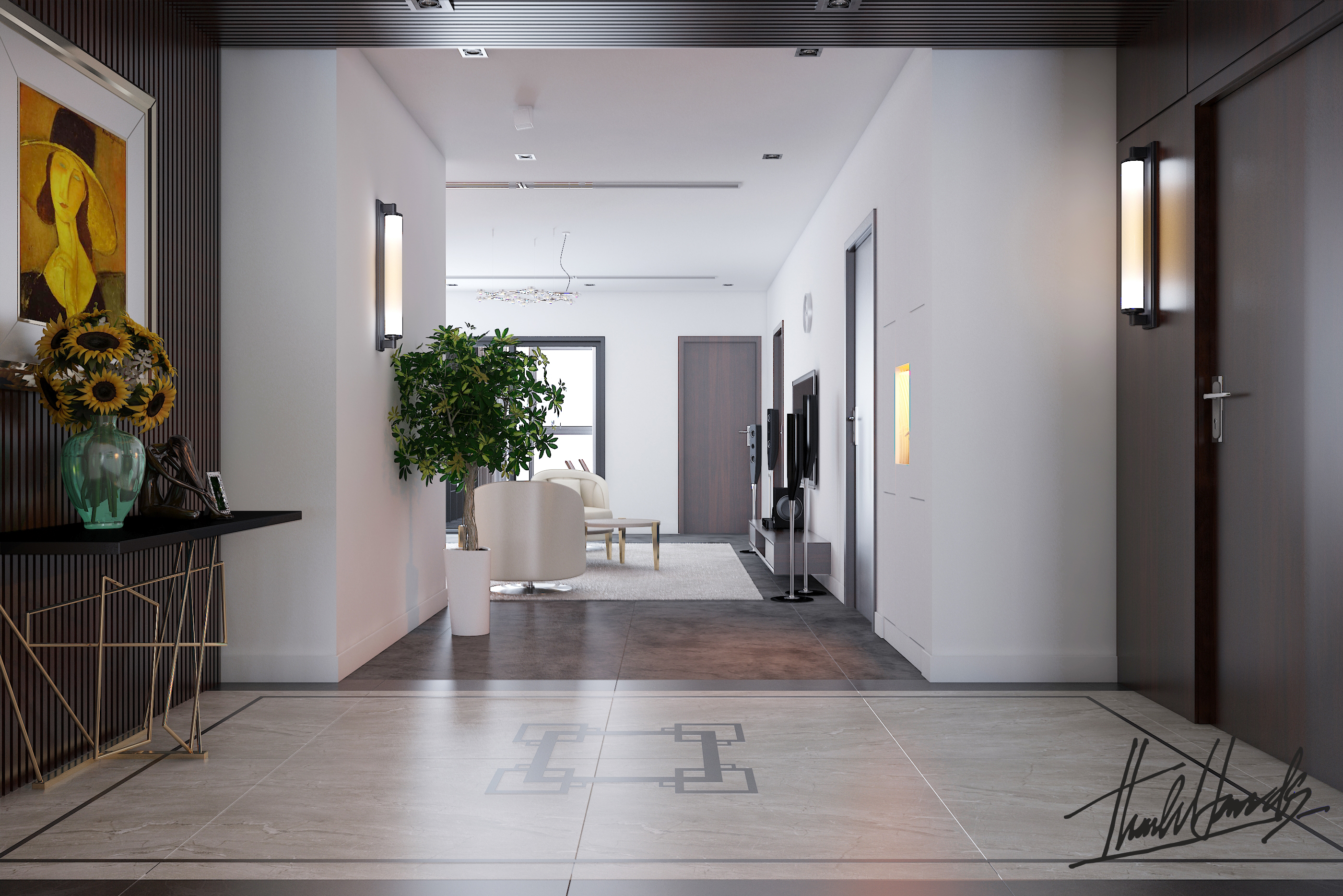 thiết kế nội thất chung cư tại Hà Nội penthouse - thăng long N01 2 1568081496