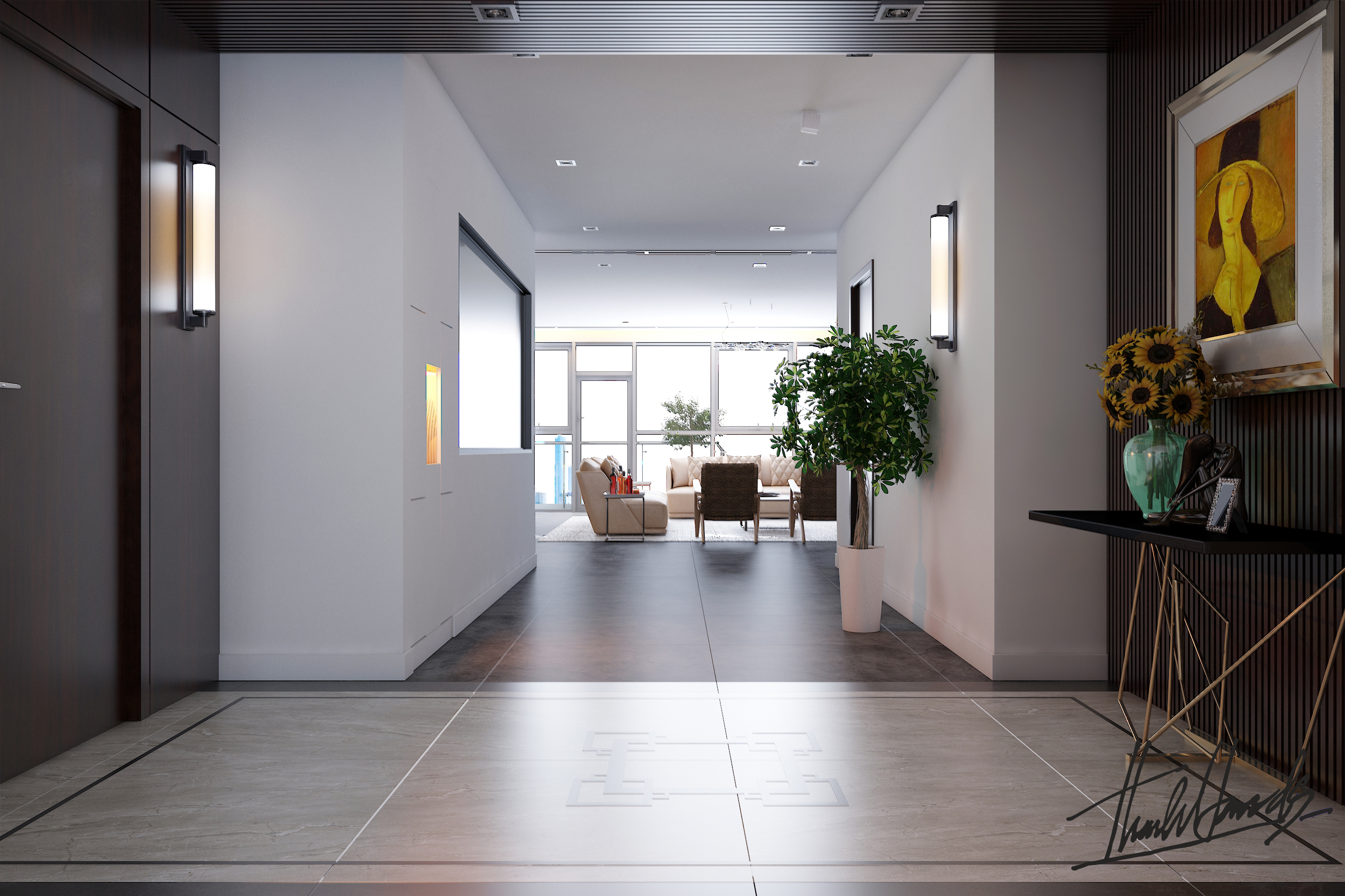 thiết kế nội thất chung cư tại Hà Nội penthouse - thăng long N01 3 1568081510