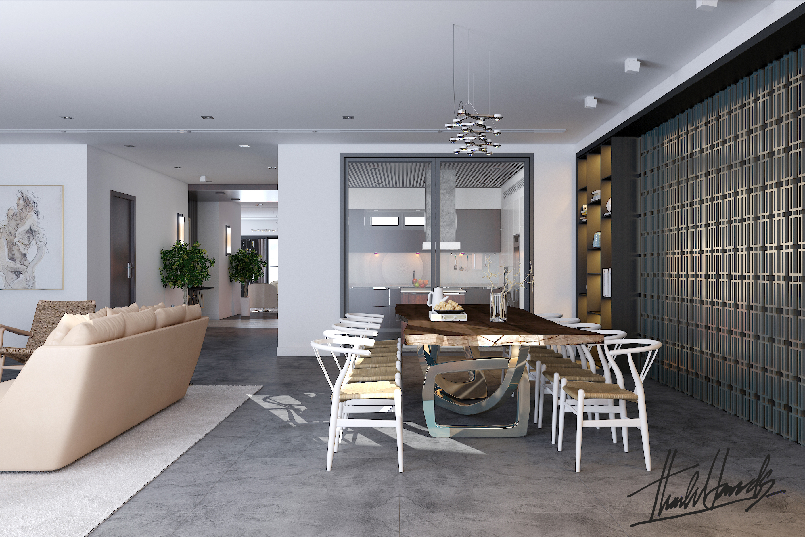 thiết kế nội thất chung cư tại Hà Nội penthouse - thăng long N01 8 1568081587