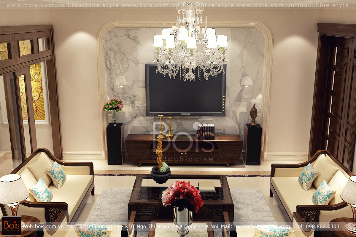 Thiết kế nội thất Biệt Thự tại Hà Nội Nội thất biệt thự Vinhomes Ocean Park phong cách Đông Dương 1584958478 10
