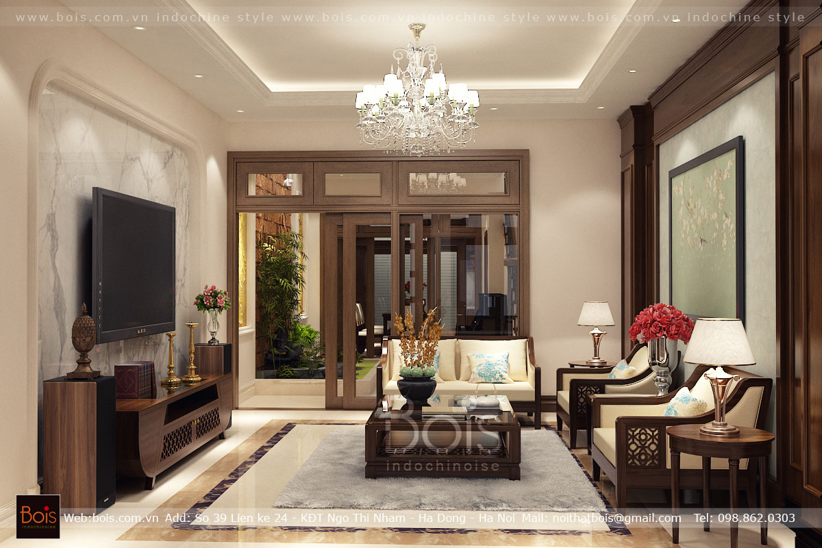 Thiết kế nội thất Biệt Thự tại Hà Nội Nội thất biệt thự Vinhomes Ocean Park phong cách Đông Dương 1584958478 7