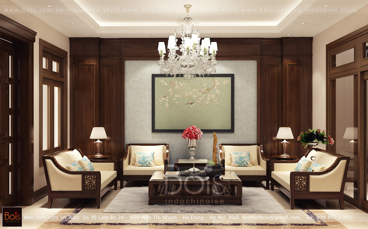 Thiết kế nội thất Biệt Thự tại Hà Nội Nội thất biệt thự Vinhomes Ocean Park phong cách Đông Dương 1584958478 9