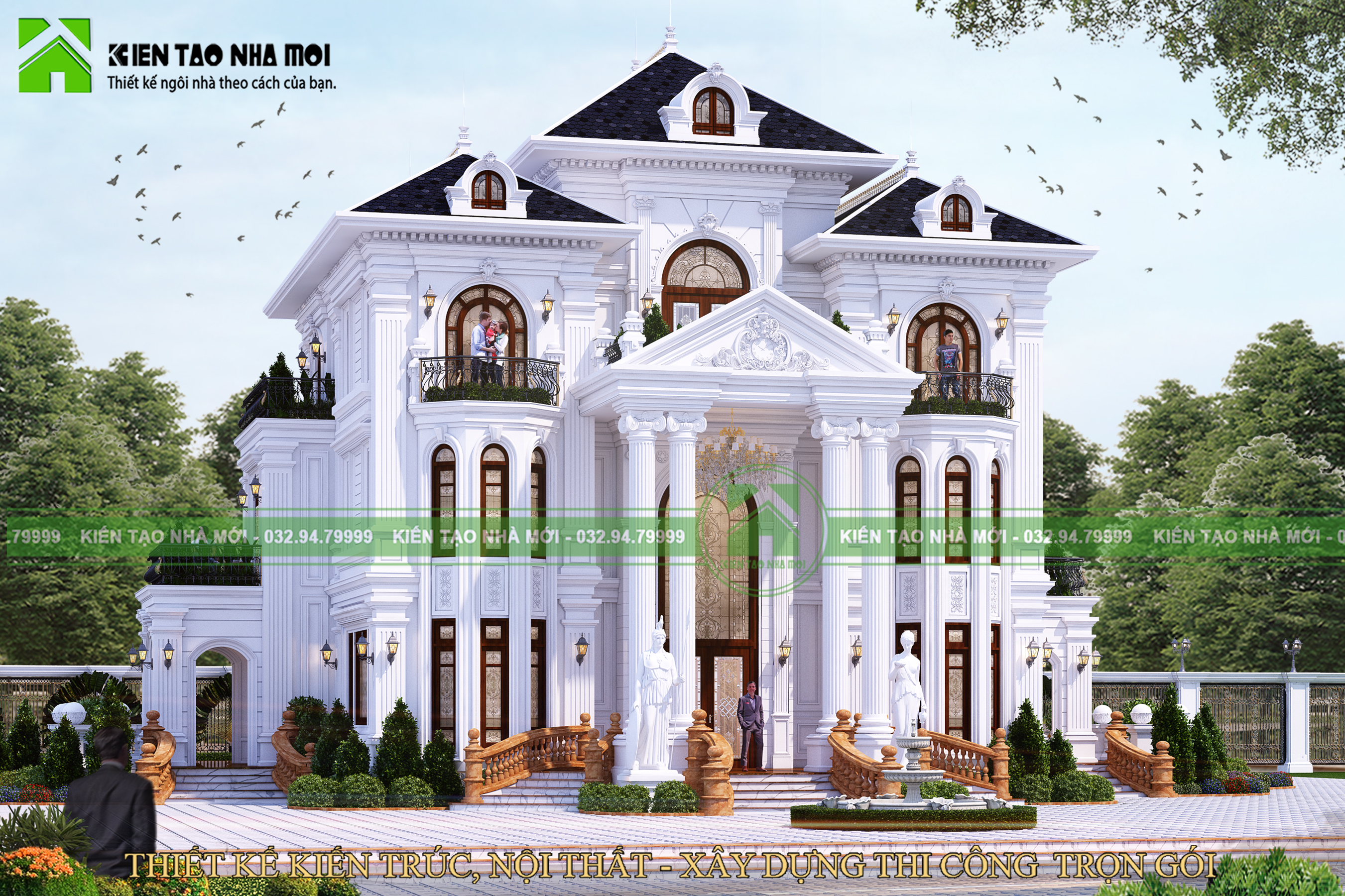 Thiết kế Biệt Thự tại Thái Bình MẪU THIẾT KẾ DINH THỰ TÂN CỔ ĐIỂN ĐẲNG CẤP, XA HOA, TRÁNG LỆ 1586579434 0