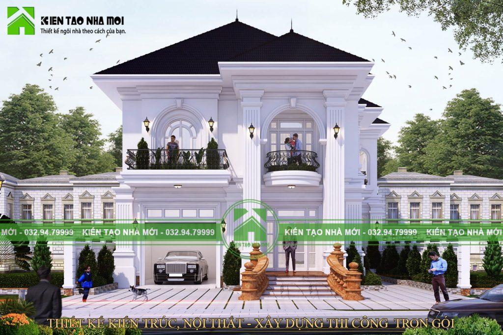Thiết kế Biệt Thự tại Thái Nguyên THIẾT KẾ BIỆT THỰ TÂN CỔ ĐIỂN 2 TẦNG MÁI THÁI TINH TẾ, SANG TRỌNG 1586582858 0