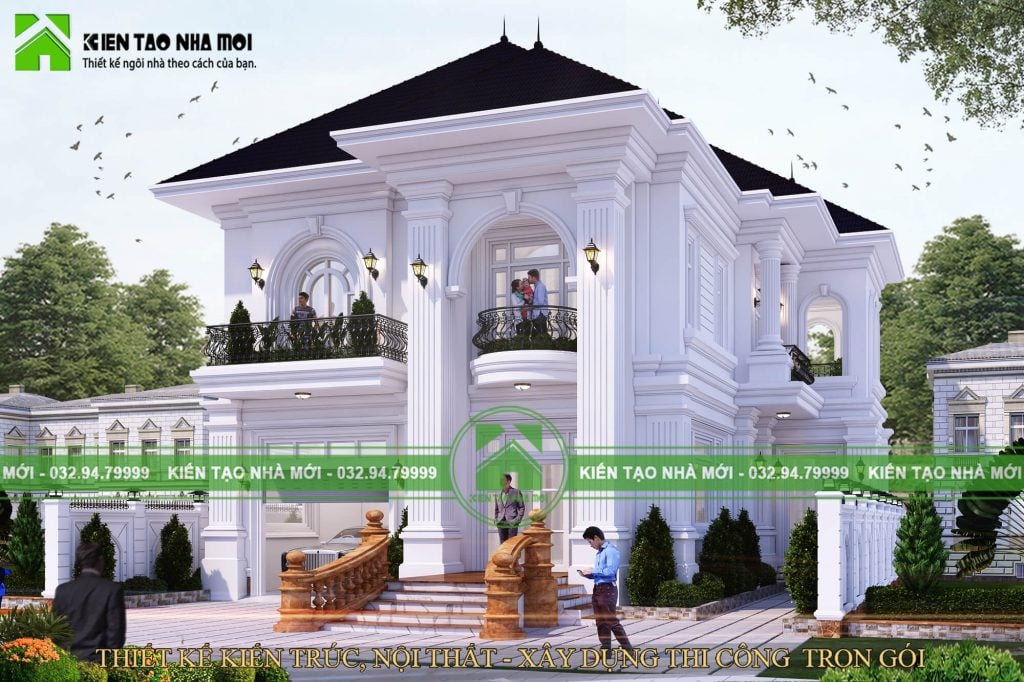 Thiết kế Biệt Thự tại Thái Nguyên THIẾT KẾ BIỆT THỰ TÂN CỔ ĐIỂN 2 TẦNG MÁI THÁI TINH TẾ, SANG TRỌNG 1586582859 1