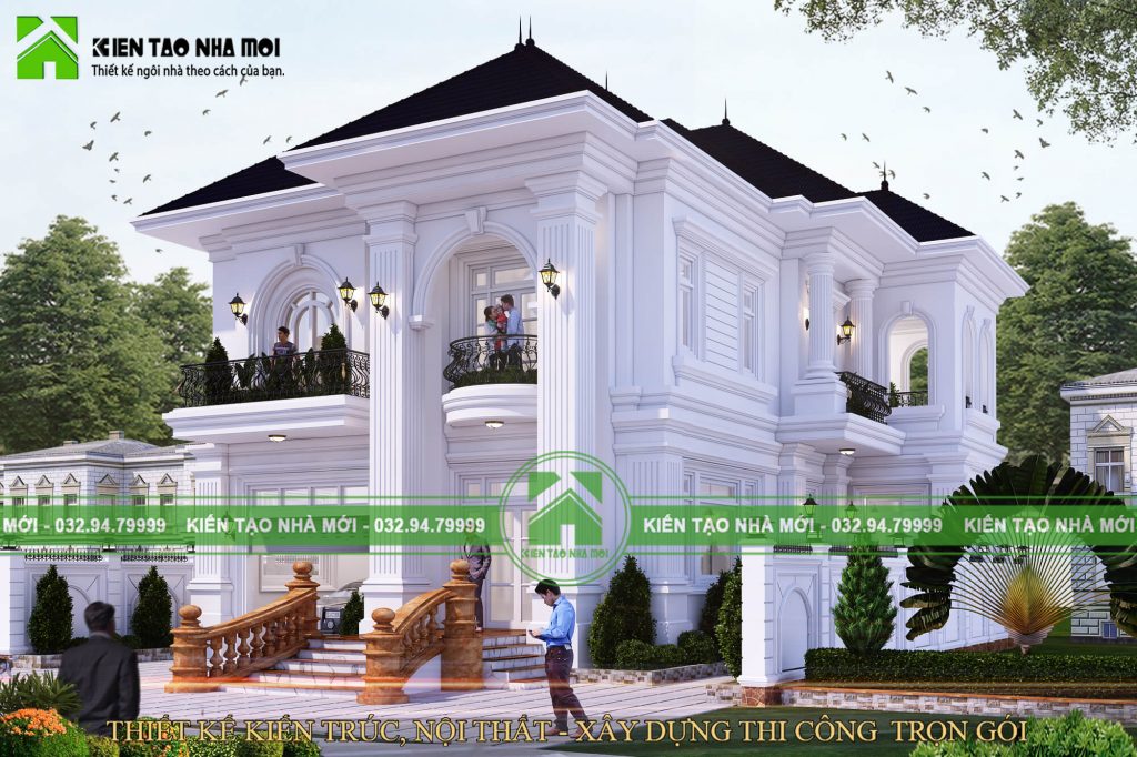 Thiết kế Biệt Thự tại Thái Nguyên THIẾT KẾ BIỆT THỰ TÂN CỔ ĐIỂN 2 TẦNG MÁI THÁI TINH TẾ, SANG TRỌNG 1586582859 5