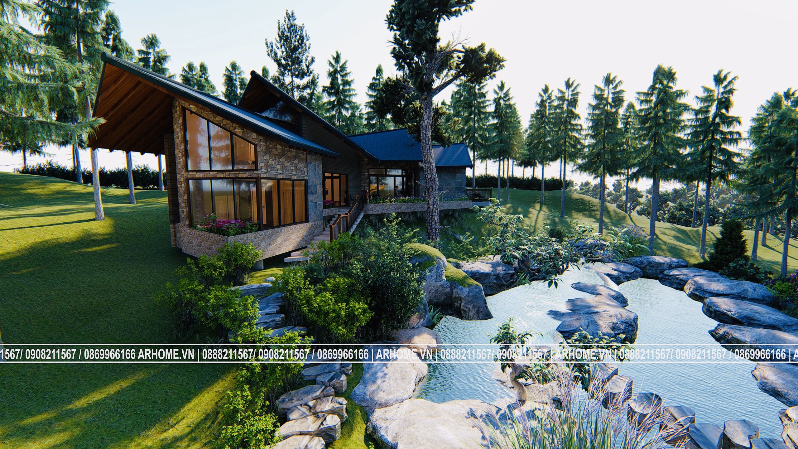 Thiết kế Biệt Thự tại Hà Nội Xanh mát với Thiết kế Ngoại thất Biệt thự nghỉ dưỡng THUNG LŨNG THANH XUÂN 1587108159 1