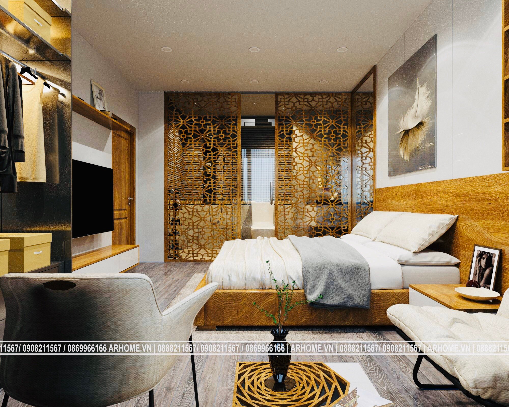 Thiết kế nội thất Chung Cư tại Hà Nội Tuyệt tác của vàng nâu trong Thiết kế nội thất căn hộ EuroWindow 1 Phòng ngủ 1587783634 3
