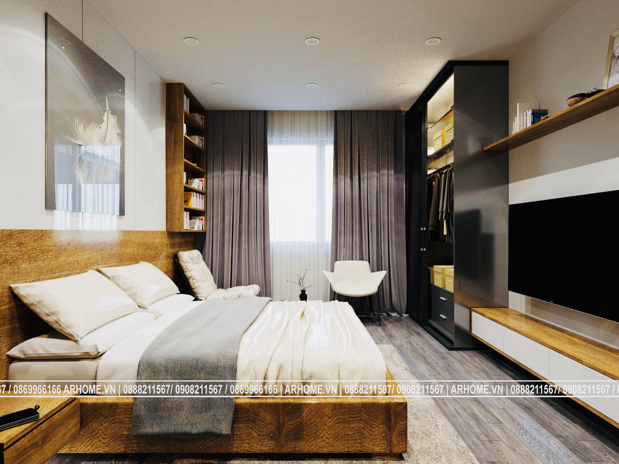 Thiết kế nội thất Chung Cư tại Hà Nội Tuyệt tác của vàng nâu trong Thiết kế nội thất căn hộ EuroWindow 1 Phòng ngủ 1587783635 8