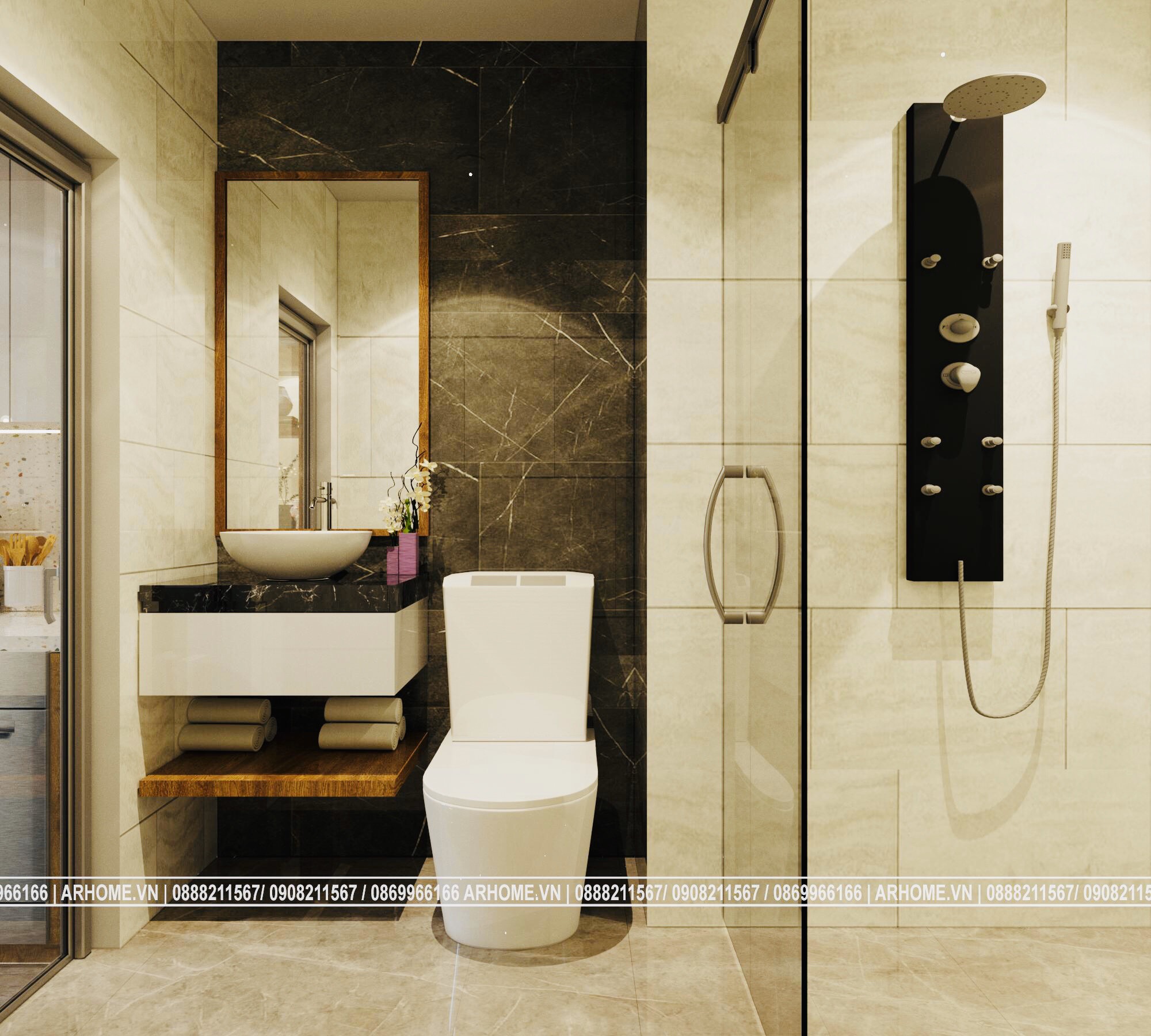 Thiết kế nội thất Chung Cư tại Hà Nội Tuyệt tác của vàng nâu trong Thiết kế nội thất căn hộ EuroWindow 1 Phòng ngủ 1587783635 9