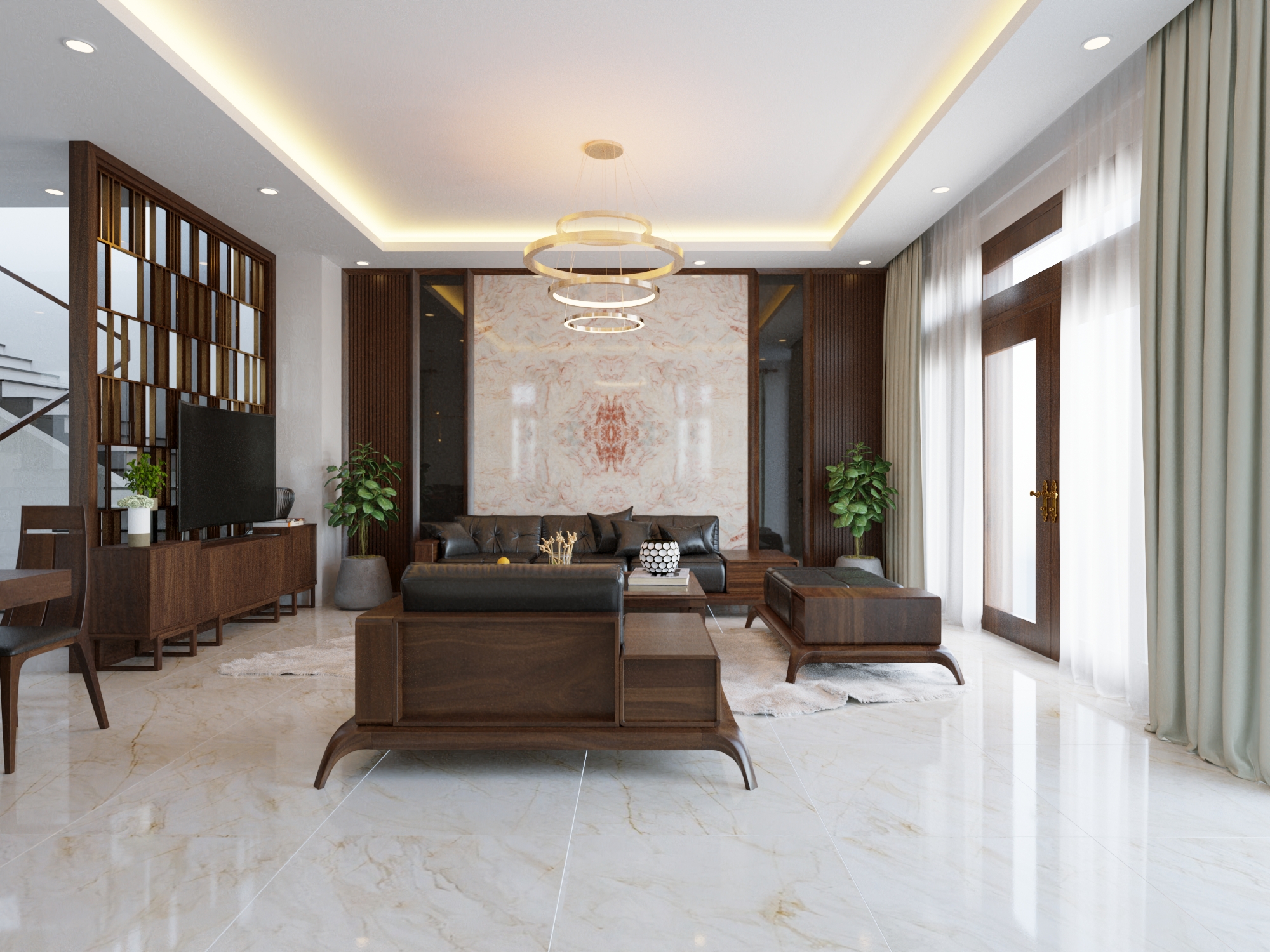 Thiết kế nội thất Nhà Mặt Phố tại Thanh Hóa Nội thất nhà phố - Gỗ óc chó 1588997428 1