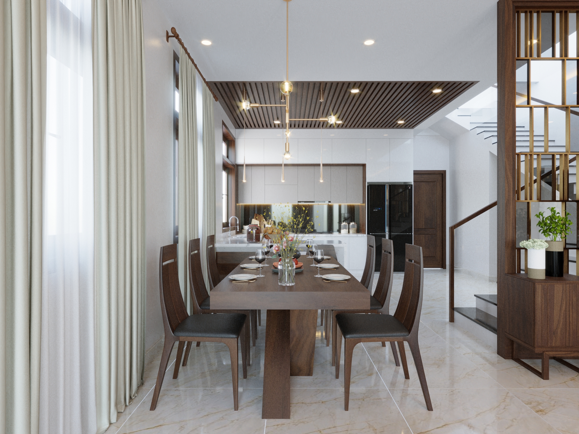 Thiết kế nội thất Nhà Mặt Phố tại Thanh Hóa Nội thất nhà phố - Gỗ óc chó 1588997428 3