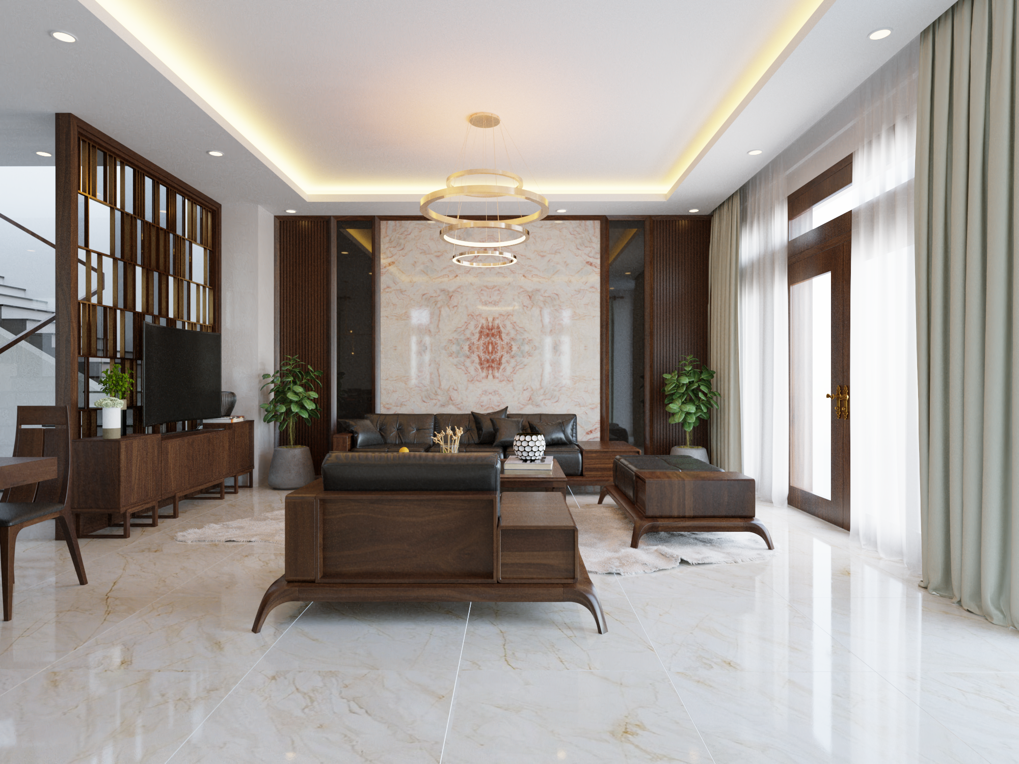 Thiết kế nội thất Nhà Mặt Phố tại Thanh Hóa Nội thất nhà phố - Gỗ óc chó 1588997430 5