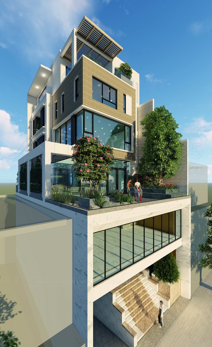 Thiết kế Nhà Mặt Phố tại Hà Nội Nhà Ở 5 Tầng Kết Hợp Văn Phòng Cho Thuê Diện Tích 10×20m 1589872778 0