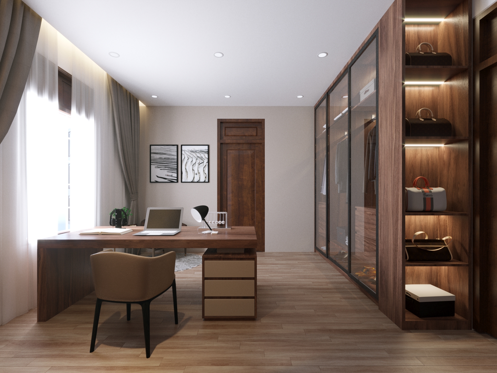 Thiết kế nội thất Biệt Thự tại Thanh Hóa Nội thất Gỗ óc chó - Bếp ăn + Phòng Ngủ + Phòng làm việc 1590716741 5