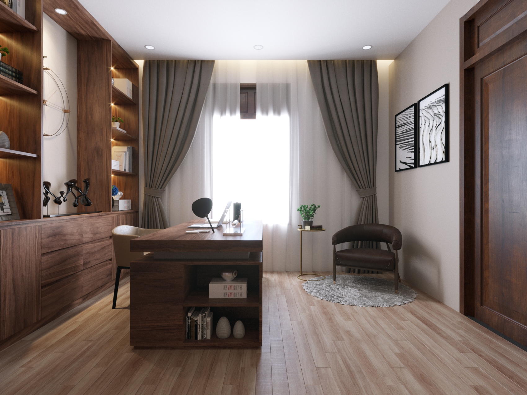 Thiết kế nội thất Biệt Thự tại Thanh Hóa Nội thất Gỗ óc chó - Bếp ăn + Phòng Ngủ + Phòng làm việc 1590716741 6