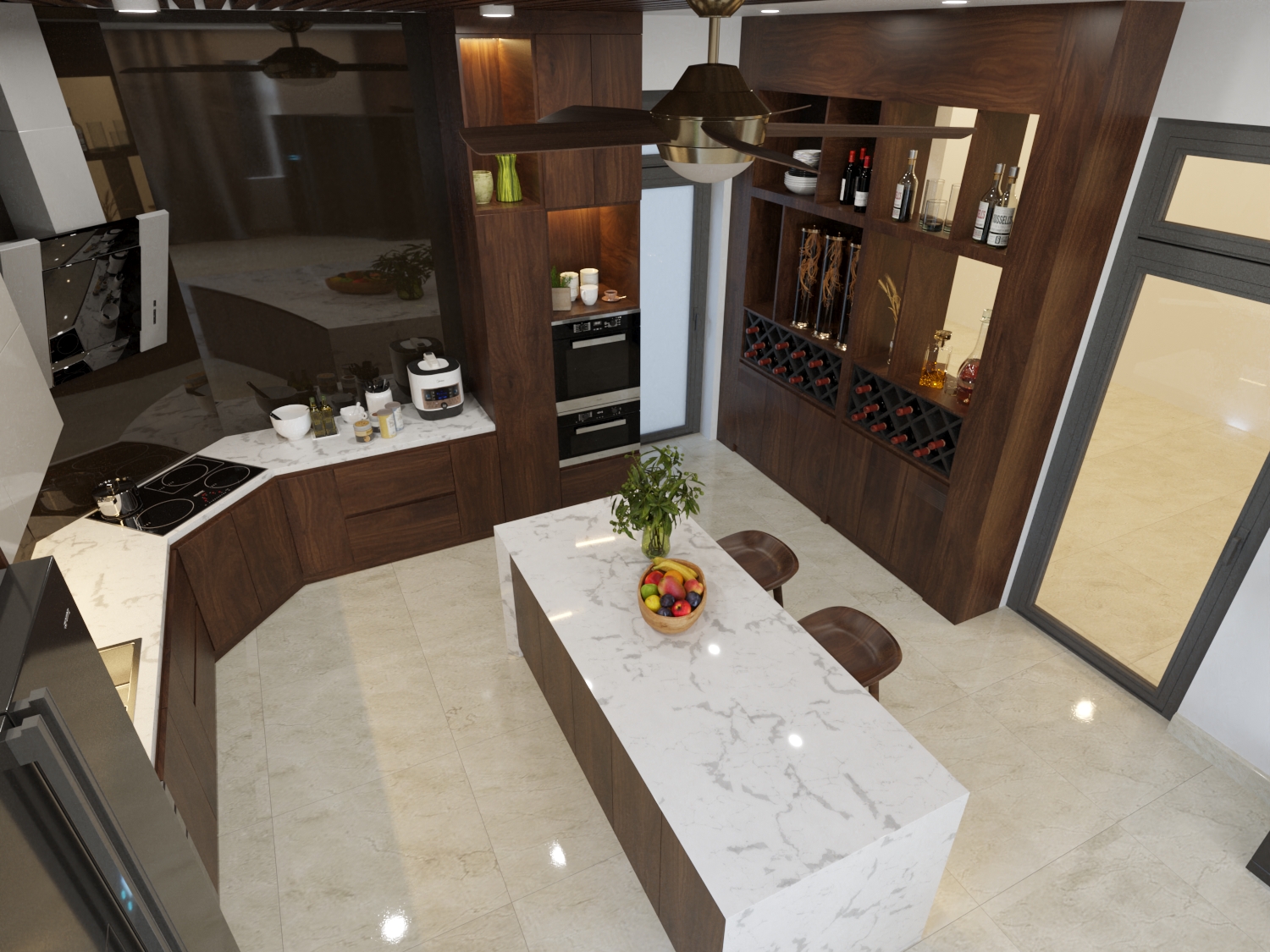 Thiết kế nội thất Biệt Thự tại Thanh Hóa Nội thất Gỗ óc chó - Bếp ăn + Phòng Ngủ + Phòng làm việc 1590716741 7