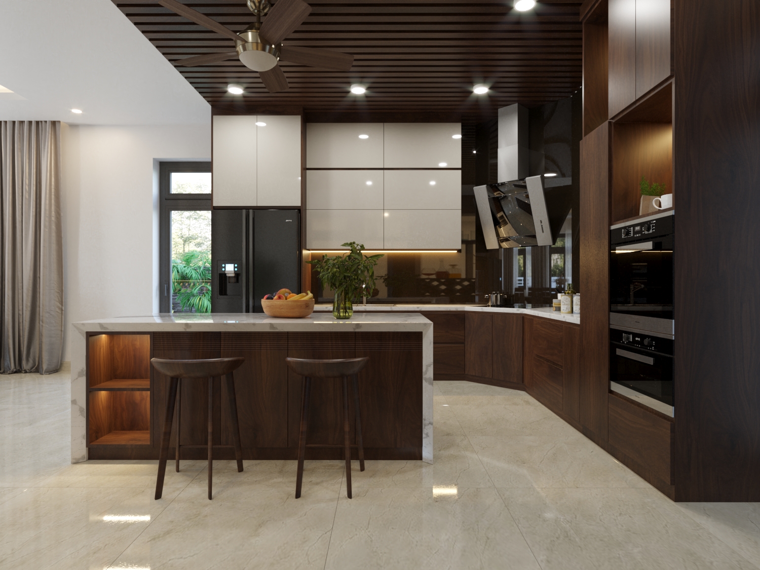 Thiết kế nội thất Biệt Thự tại Thanh Hóa Nội thất Gỗ óc chó - Bếp ăn + Phòng Ngủ + Phòng làm việc 1590716742 10