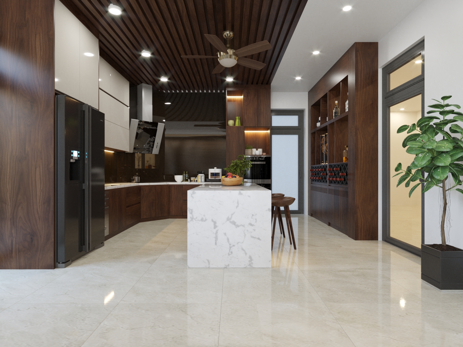 Thiết kế nội thất Biệt Thự tại Thanh Hóa Nội thất Gỗ óc chó - Bếp ăn + Phòng Ngủ + Phòng làm việc 1590716742 11