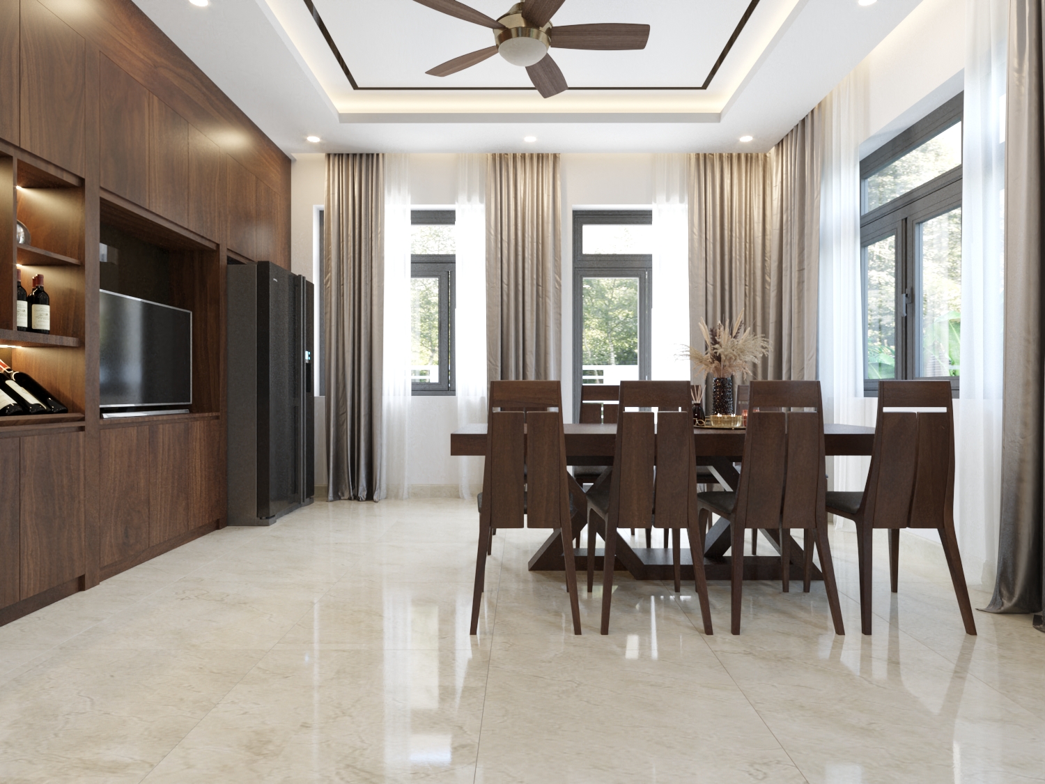 Thiết kế nội thất Biệt Thự tại Thanh Hóa Nội thất Gỗ óc chó - Bếp ăn + Phòng Ngủ + Phòng làm việc 1590716742 9