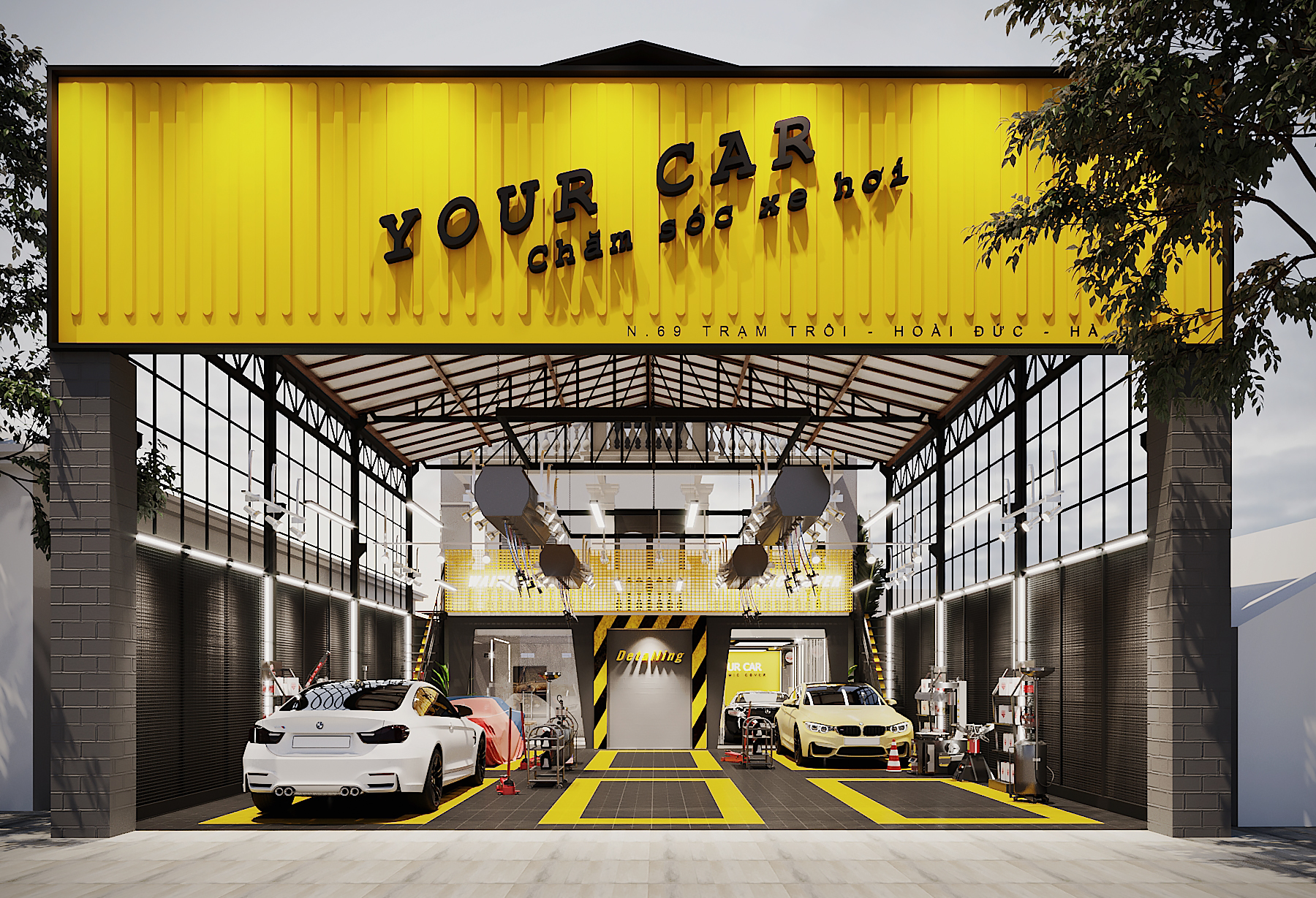 Thiết kế nội thất Nhà Hàng tại Hà Nội Xưởng chăm sóc xe Trạm Trôi 1664846951 4