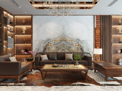 Thiết kế nội thất Nhà Mặt Phố tại Bắc Ninh Thiết kế gỗ óc chó nội thất nhà dân