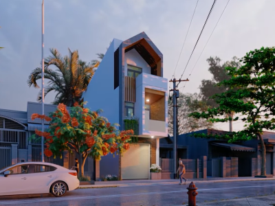 Thiết kế nội thất Chung Cư tại Hồ Chí Minh Thiết kế nhà phố (4x20) lệch tầng đẹp