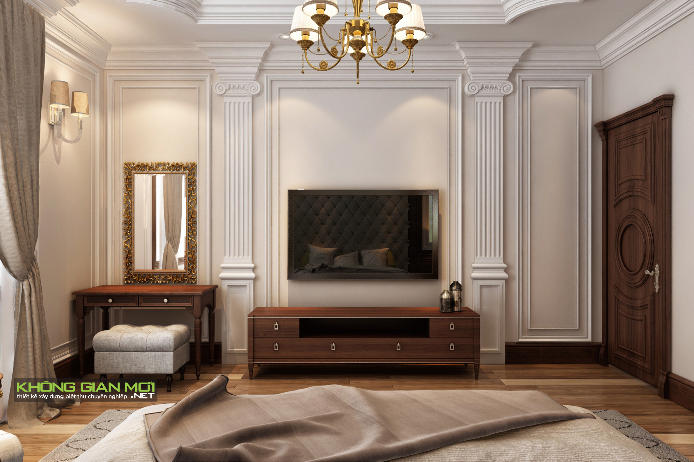 thiết kế Nội thất Biệt Thự 3 tầng Long An NỘI THẤT PHÒNG NGỦ CỔ ĐIỂN BIỆT THỰ LONG AN 1 1530685808