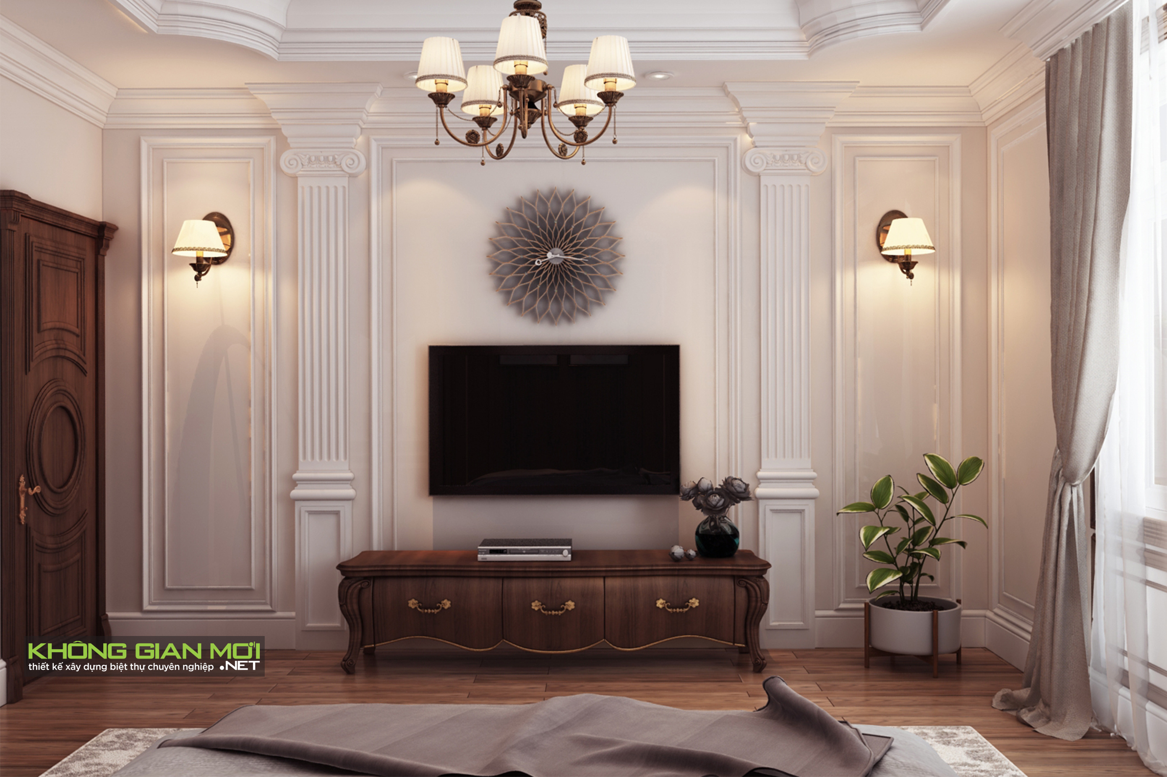 thiết kế Nội thất Biệt Thự 3 tầng Long An NỘI THẤT PHÒNG NGỦ CỔ ĐIỂN BIỆT THỰ LONG AN 4 1530685814