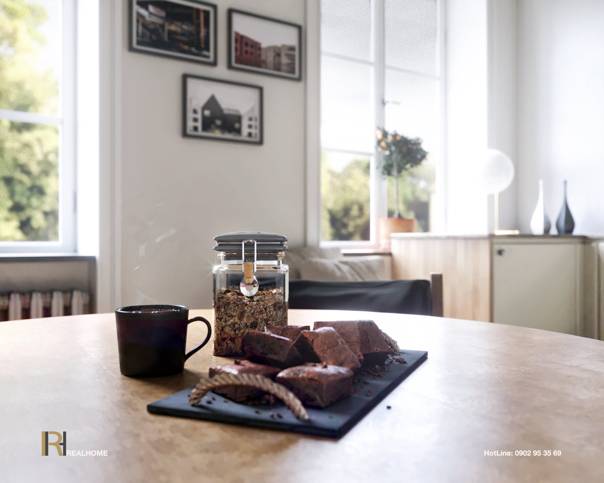 Nội thất với gam màu trung tính0