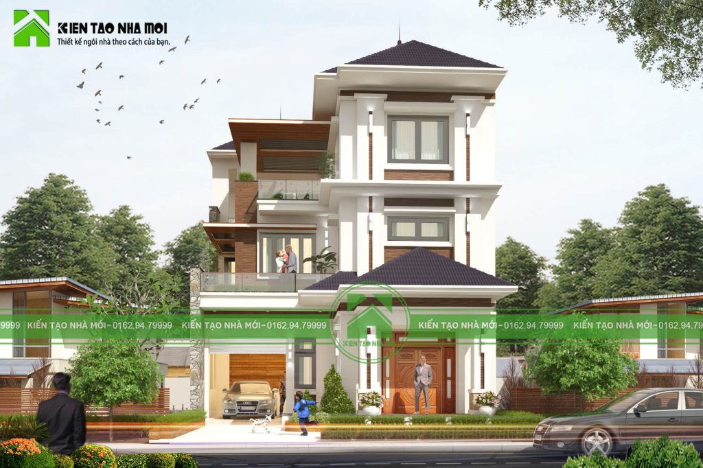 thiết kế Biệt Thự 3 tầng tại Vĩnh Phúc Thiết kế biệt thự 3 tầng mái thái hiện đại, đẹp ấn tượng tại Khai Quang, Vĩnh Phúc 1 1549796691