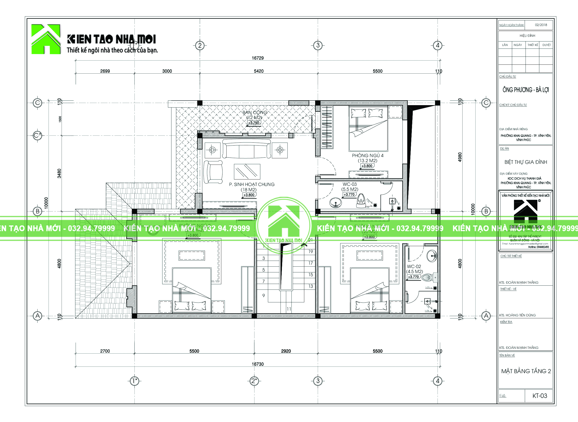 thiết kế Biệt Thự 3 tầng tại Vĩnh Phúc Thiết kế biệt thự 3 tầng mái thái hiện đại, đẹp ấn tượng tại Khai Quang, Vĩnh Phúc 1 1550055226